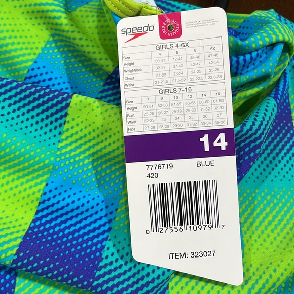 NWT Speedo Girl’s One Piece Swim Suit - Picture 6 of 7